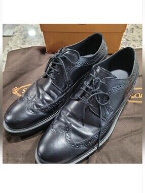 TOD's Mens Black Leather Shoe Lace Up Shoe Size 8UK